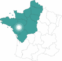 Carte de la France avec point sur la randonnée pédestre à la découverte des châteaux de la Loire