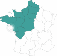 Carte de la France avec point sur l'itinéraire des îles de Vendée