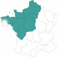 Carte de la France avec point sur l'itinéraire de la Cornouaille bretonne