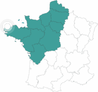 Carte de la France avec point sur le séjour de la Côte des légendes à pied
