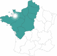 Carte de la France avec point de localisation du séjour de Rennes au Mont Saint-Michel