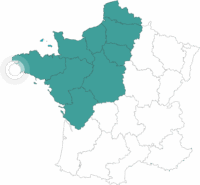 Carte de la France avec point sur le séjour de Douarnenez à la Pointe du Raz