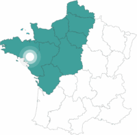 Carte de la France avec point sut l'itinéraire de Morlaix à Redon