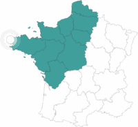Carte de la France avec point sur l'itinéraire sur la route des phares