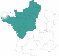 Carte de la France avec point sur l'itinéraire de la Côte du Trégor