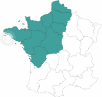 Carte de la France avec point sur l'itinéraire de la randonnée du pays bigouden