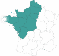 Carte de la France avec point sur l'itinéraire Voile & Rando sur la presqu'île de Crozon
