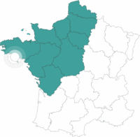 Carte de la France avec point sur l'itinéraire de la randonnée dans la rade de Lorient